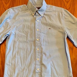 Vineyard Vines Button Down Whale Shirt Solid Blue